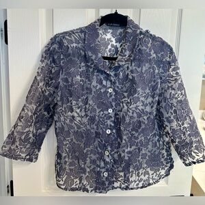 Cut Loose Blouse in Denim Blue-Size XS Oversized Mother of Pearl Buttons